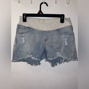 Stylish Light Blue Distressed Women Shorts